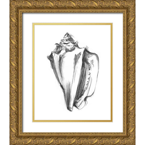 UA CH Shell Sketch I Gold Ornate Wood Framed Art Print with Double Matting by Harper, Ethan