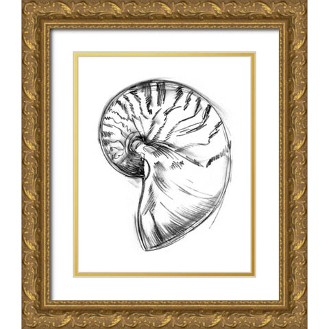 UA CH Shell Sketch IV Gold Ornate Wood Framed Art Print with Double Matting by Harper, Ethan