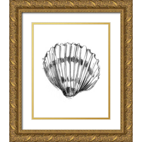 UA CH Shell Sketch VI Gold Ornate Wood Framed Art Print with Double Matting by Harper, Ethan