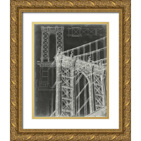 Iconic Blueprint I Gold Ornate Wood Framed Art Print with Double Matting by Harper, Ethan