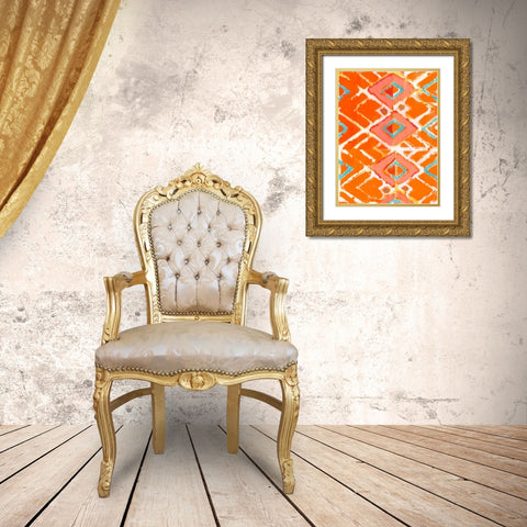 Orange Tribal I Gold Ornate Wood Framed Art Print with Double Matting by Fuchs, Jodi