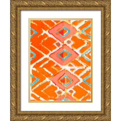 Orange Tribal I Gold Ornate Wood Framed Art Print with Double Matting by Fuchs, Jodi