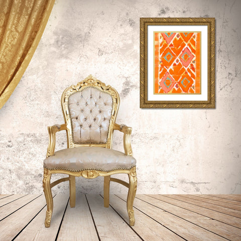 Orange Tribal II Gold Ornate Wood Framed Art Print with Double Matting by Fuchs, Jodi