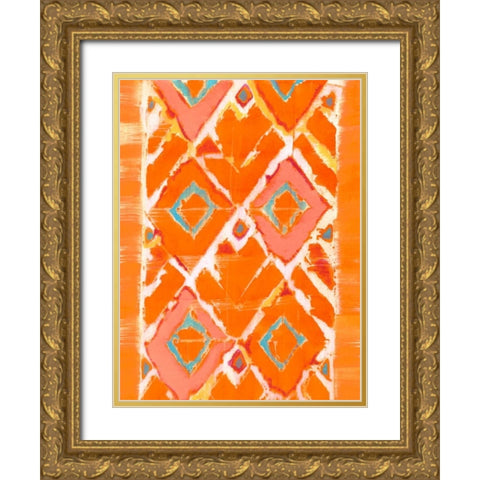 Orange Tribal II Gold Ornate Wood Framed Art Print with Double Matting by Fuchs, Jodi