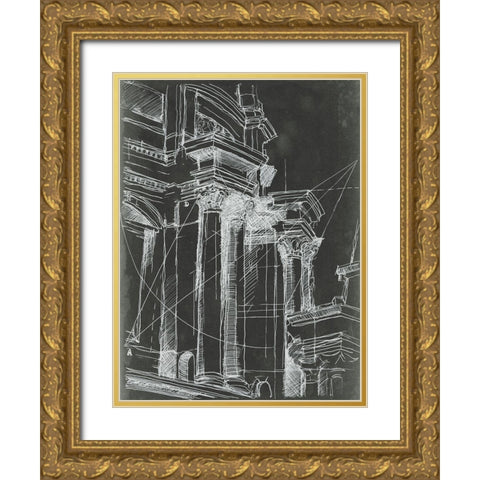 Architectural Schematic I Gold Ornate Wood Framed Art Print with Double Matting by Harper, Ethan
