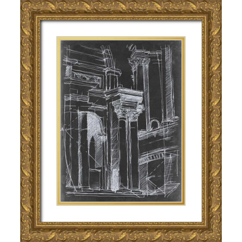 Architectural Schematic II Gold Ornate Wood Framed Art Print with Double Matting by Harper, Ethan