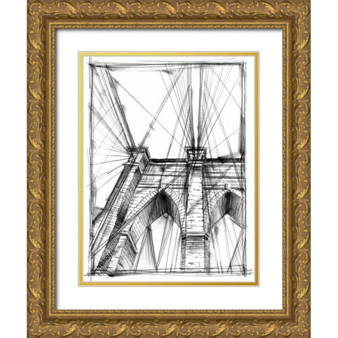 Graphic Architectural Study III Gold Ornate Wood Framed Art Print with Double Matting by Harper, Ethan