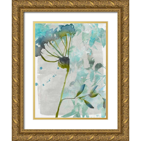 Flower Layers II Gold Ornate Wood Framed Art Print with Double Matting by Goldberger, Jennifer