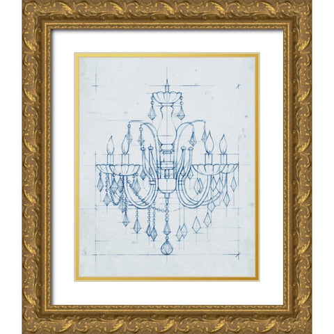 Chandelier Draft I Gold Ornate Wood Framed Art Print with Double Matting by Harper, Ethan