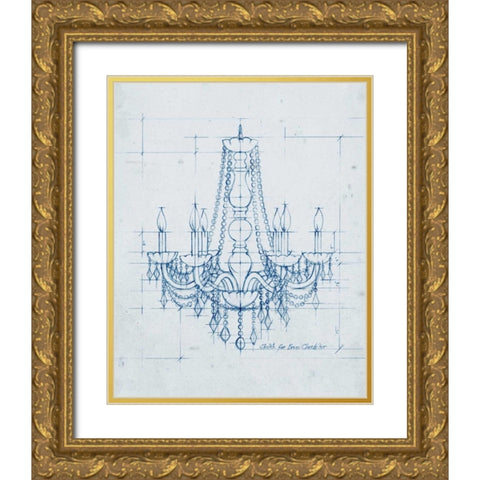 Chandelier Draft IV Gold Ornate Wood Framed Art Print with Double Matting by Harper, Ethan