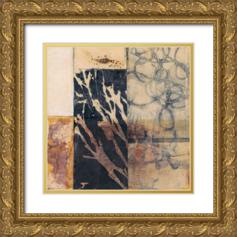 Indigo Layers I Gold Ornate Wood Framed Art Print with Double Matting by Goldberger, Jennifer