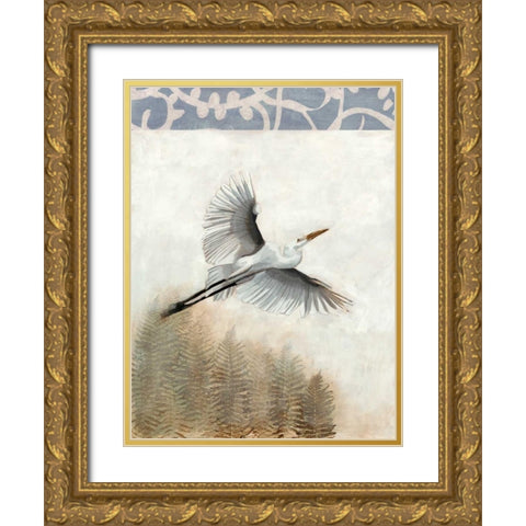 Waterbirds in Mist I Gold Ornate Wood Framed Art Print with Double Matting by McCavitt, Naomi