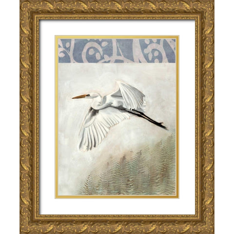 Waterbirds in Mist II Gold Ornate Wood Framed Art Print with Double Matting by McCavitt, Naomi
