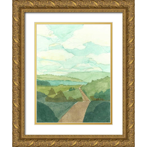 Countryside Collage I Gold Ornate Wood Framed Art Print with Double Matting by Meagher, Megan