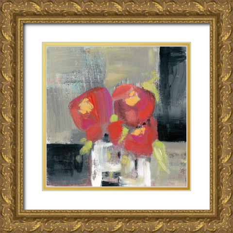 Rose Bud Vase II Gold Ornate Wood Framed Art Print with Double Matting by Goldberger, Jennifer