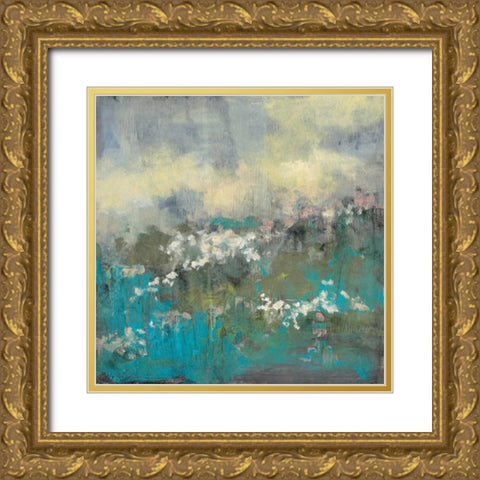 Painterly Field II Gold Ornate Wood Framed Art Print with Double Matting by Goldberger, Jennifer