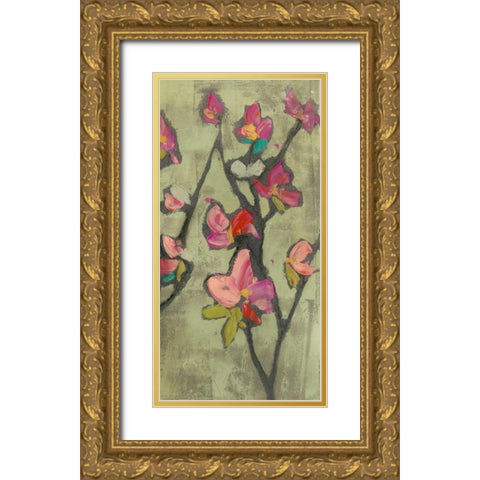 Impasto Flowers III Gold Ornate Wood Framed Art Print with Double Matting by Goldberger, Jennifer