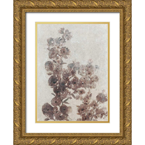 Sepia Flower Study I Gold Ornate Wood Framed Art Print with Double Matting by OToole, Tim