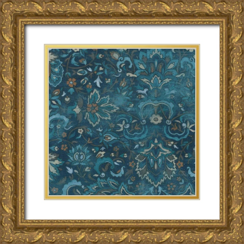 Aged Indigo IV Gold Ornate Wood Framed Art Print with Double Matting by Vess, June Erica