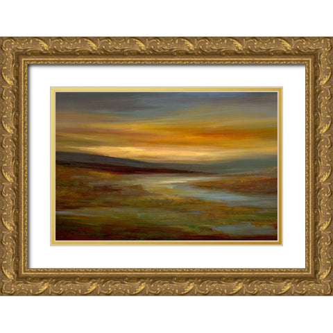 Evening Sky Gold Ornate Wood Framed Art Print with Double Matting by Finch, Shiela