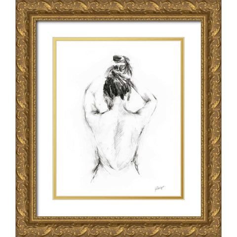 Back Study I Gold Ornate Wood Framed Art Print with Double Matting by Harper, Ethan