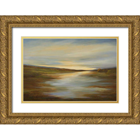 Meadow Sunset Gold Ornate Wood Framed Art Print with Double Matting by Finch, Sheila