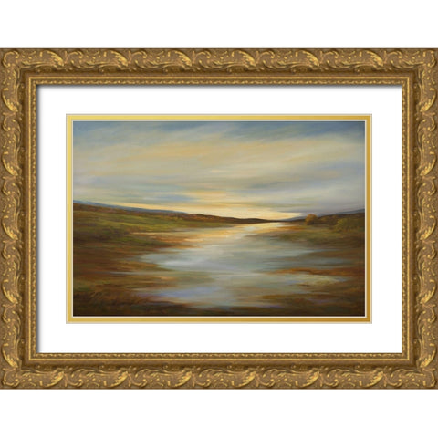 Meadow Sunset Gold Ornate Wood Framed Art Print with Double Matting by Finch, Shiela