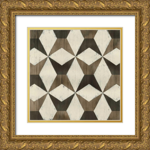 Driftwood Geometry IX Gold Ornate Wood Framed Art Print with Double Matting by Vess, June Erica
