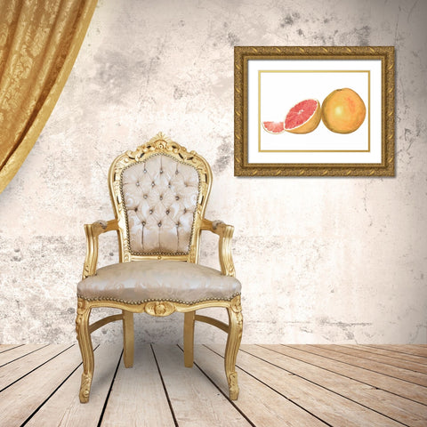 Watercolor Grapefruit Gold Ornate Wood Framed Art Print with Double Matting by Willett, Michael