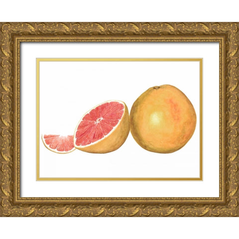 Watercolor Grapefruit Gold Ornate Wood Framed Art Print with Double Matting by Willett, Michael