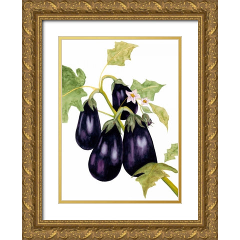 Watercolor Eggplant Gold Ornate Wood Framed Art Print with Double Matting by Willett, Michael