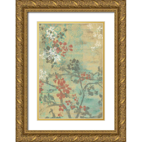 Blossom Panel II Gold Ornate Wood Framed Art Print with Double Matting by Goldberger, Jennifer