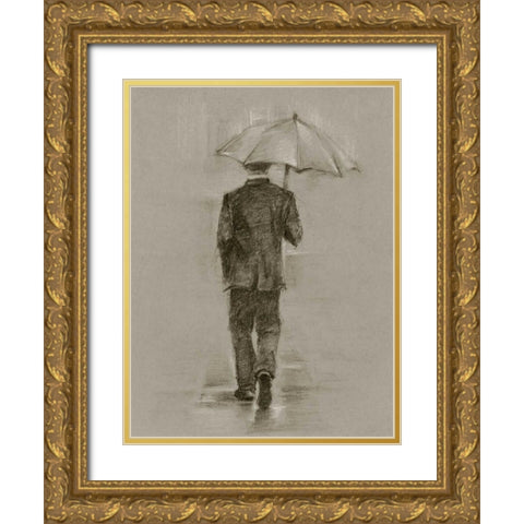 Rainy Day Rendezvous II Gold Ornate Wood Framed Art Print with Double Matting by Harper, Ethan