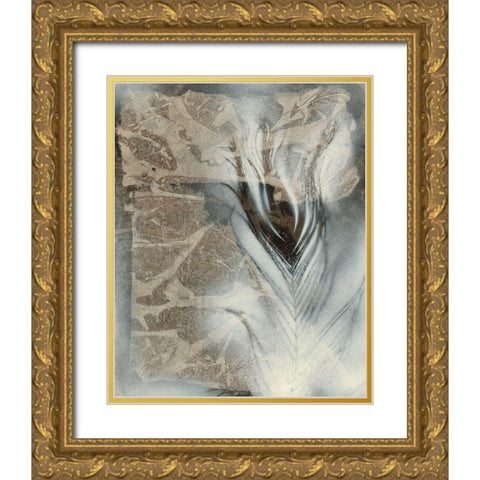 Feather and Stone I Gold Ornate Wood Framed Art Print with Double Matting by Stramel, Renee W.