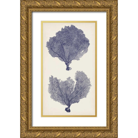 Indigo Seafans II Gold Ornate Wood Framed Art Print with Double Matting by Vision Studio