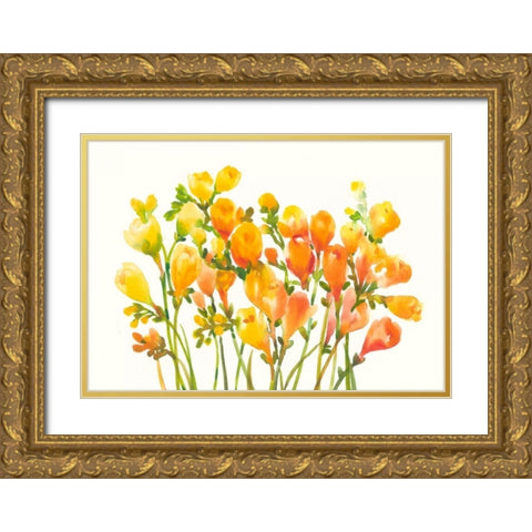 Freesia I Gold Ornate Wood Framed Art Print with Double Matting by OToole, Tim
