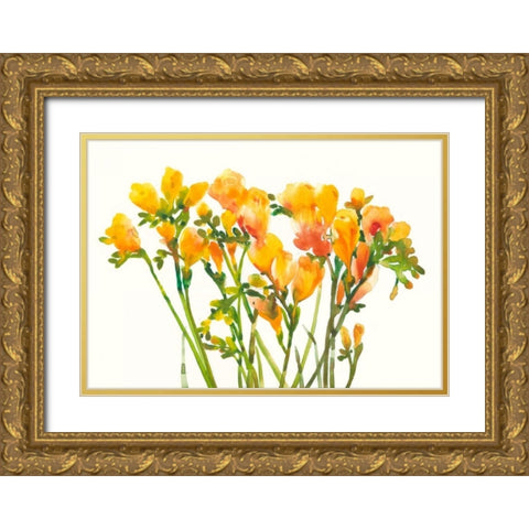 Freesia II Gold Ornate Wood Framed Art Print with Double Matting by OToole, Tim