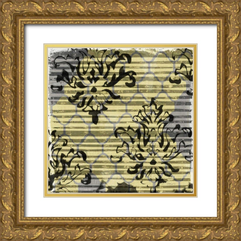 Deconstructed Damask II Gold Ornate Wood Framed Art Print with Double Matting by Goldberger, Jennifer