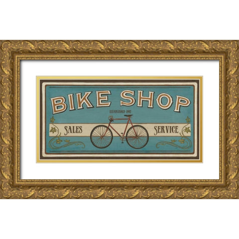 Bike Shop I Gold Ornate Wood Framed Art Print with Double Matting by Vess, June Erica