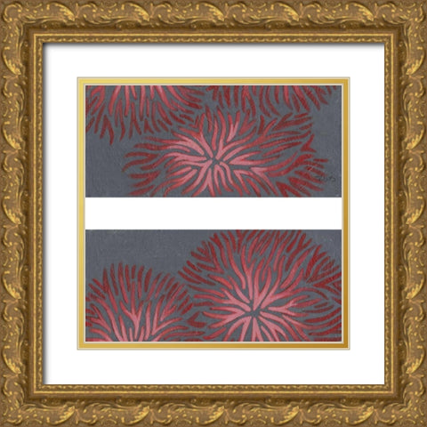 2-Up Dianthus II Gold Ornate Wood Framed Art Print with Double Matting by Stramel, Renee W.