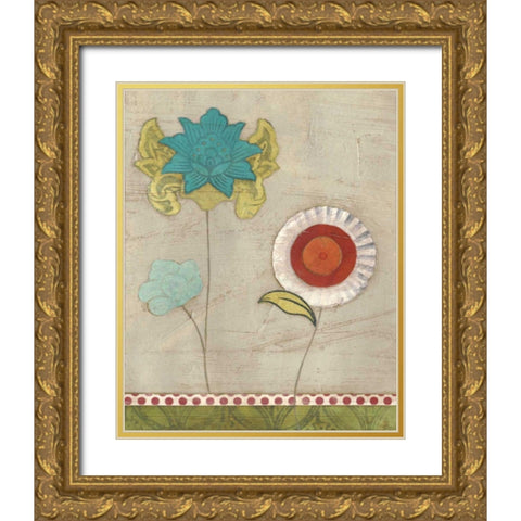 Petal Patterns I Gold Ornate Wood Framed Art Print with Double Matting by Vess, June Erica