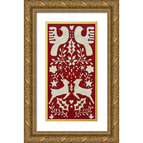 Christmas Joy I Gold Ornate Wood Framed Art Print with Double Matting by Zarris, Chariklia