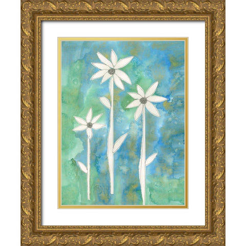 Dainty Daisies I Gold Ornate Wood Framed Art Print with Double Matting by Ludwig, Alicia