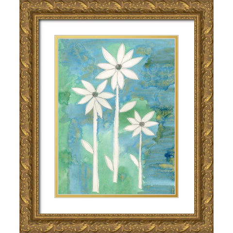 Dainty Daisies II Gold Ornate Wood Framed Art Print with Double Matting by Ludwig, Alicia