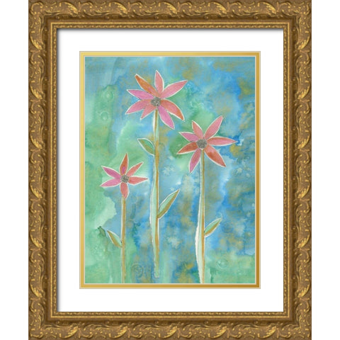 Dainty Daisies III Gold Ornate Wood Framed Art Print with Double Matting by Ludwig, Alicia