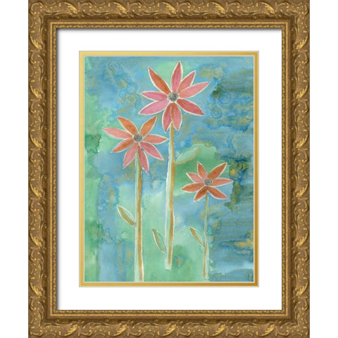 Dainty Daisies IV Gold Ornate Wood Framed Art Print with Double Matting by Ludwig, Alicia