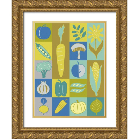 Veggie Blocks II Gold Ornate Wood Framed Art Print with Double Matting by Zarris, Chariklia