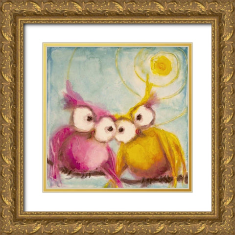 Hoo Loves You Gold Ornate Wood Framed Art Print with Double Matting by Quin, Marabeth