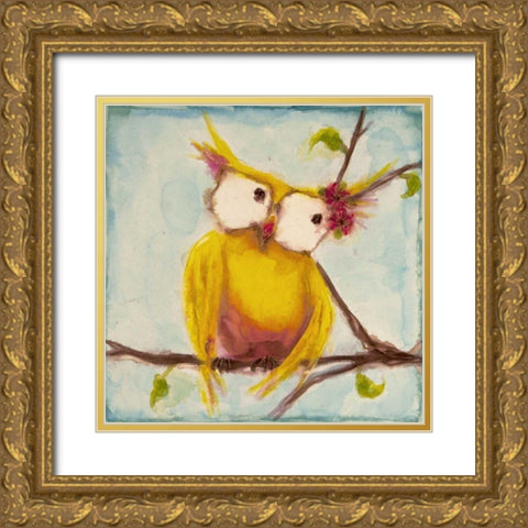 Miss Hoo Gold Ornate Wood Framed Art Print with Double Matting by Quin, Marabeth