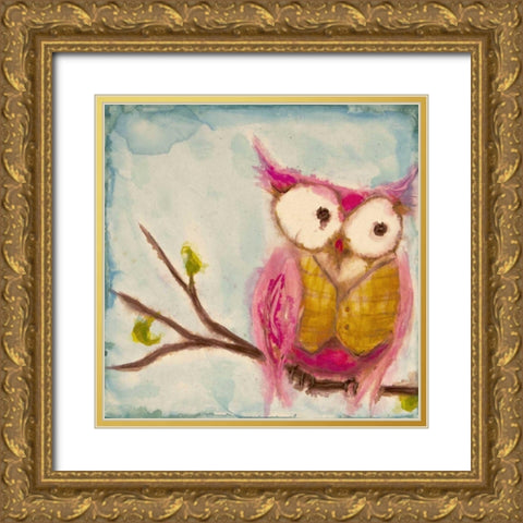 Mr. Hoo Gold Ornate Wood Framed Art Print with Double Matting by Quin, Marabeth